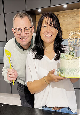 Banner Kreatives Backen: Stencil Torte & Macarons