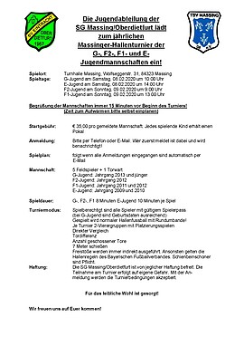 Banner Fußball-Hallenturnier der G-, F2-, F1- und E-Jugendmannschaften 