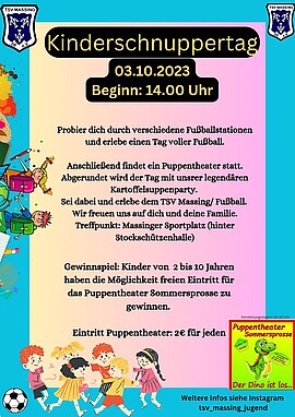Banner Fußball Kinderschnuppertag mit anschließendem Puppentheater