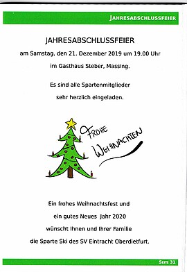 Banner Jahresabschlußfeier SV Eintracht Oberdietfurt