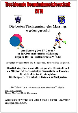 Banner Tischtennis Gemeindemeisterschaft 2019